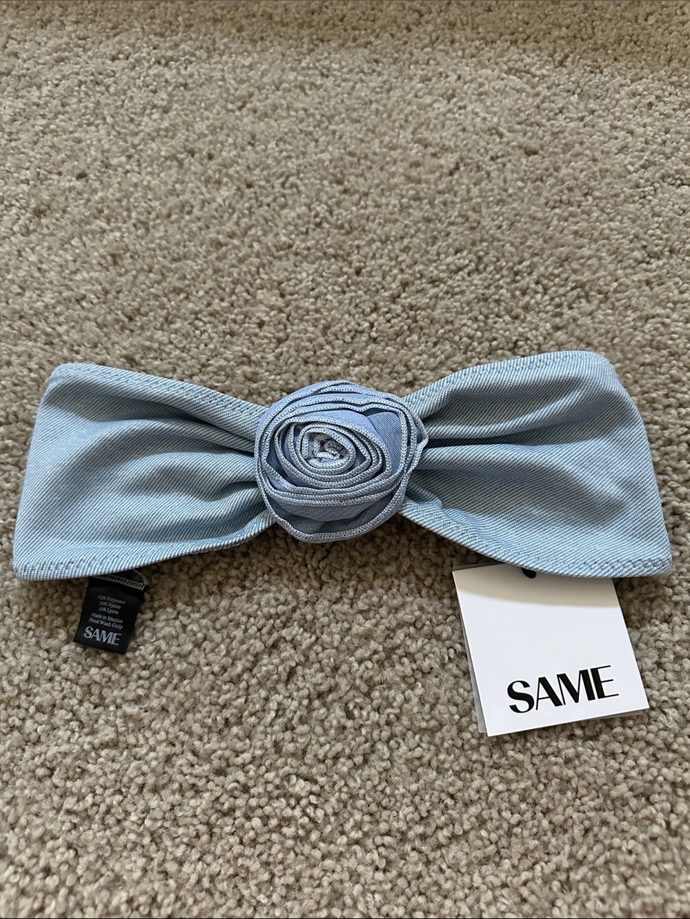 SAME Light Blue Floral Bandeau Bikini Top